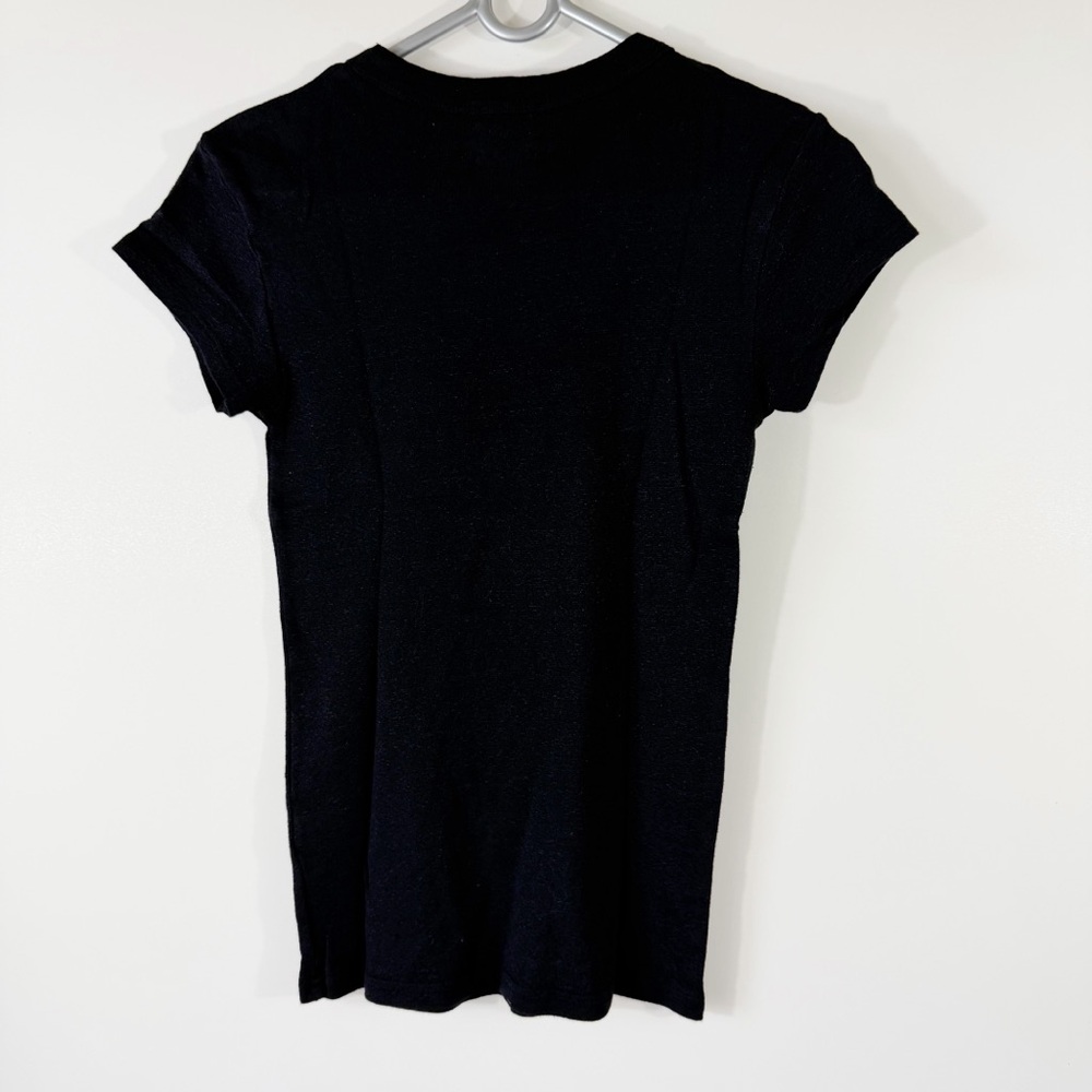 Michael Stars For Anthropologie Black Cotton Nylon Blend Fitted T Shirt One Size - Picture 2 of 9
